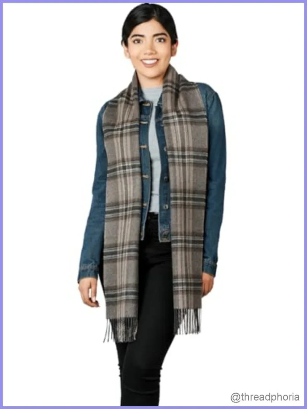 Tartan Plaid Flannel Scarf 100% Baby Alpaca Wool Handwoven Unisex